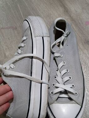 Classic Low-Top Canvas Sneakers in Light Gray